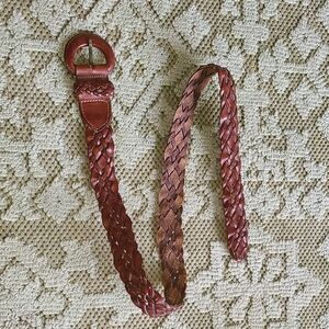 Brown Braided Leather Belt with Intricate‎ Pattern Turkey M